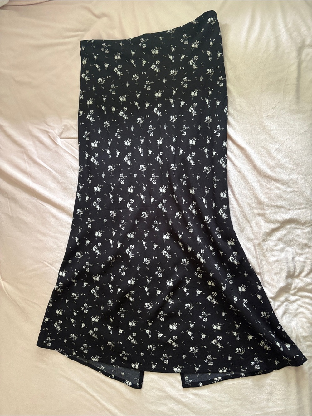 Hollister Black Maxi Skirt with White Floral Print